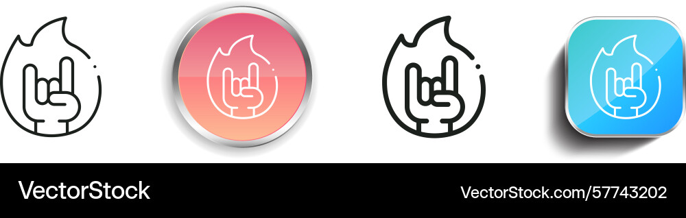 Rock and roll icon thin linear regular and button Rock and roll icon thin linear regular and button vector image