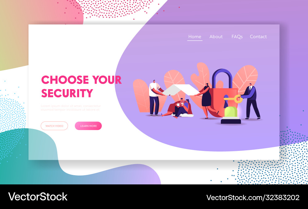 Security landing page template characters Security landing page template characters Vector Image