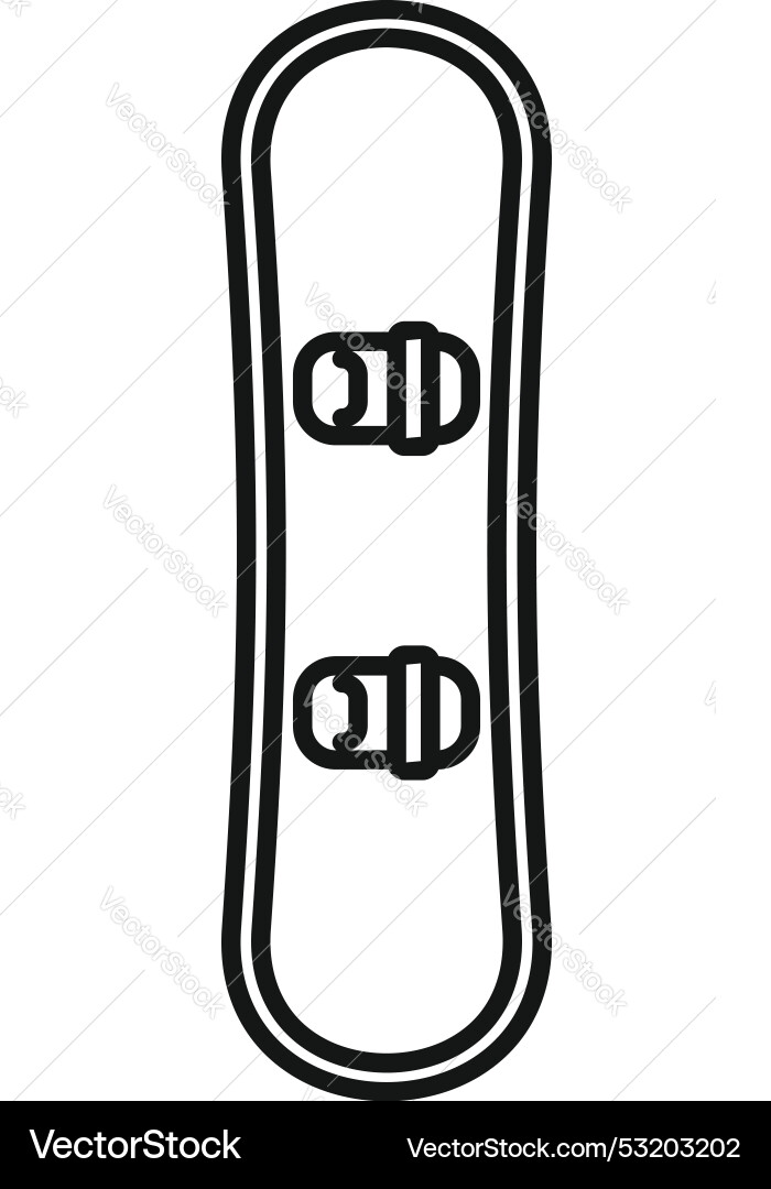 Snowboard top view with bindings showing Vector Image