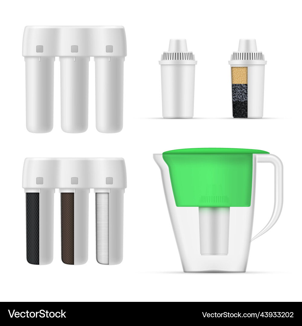 Water filter undersink pitcher container set Vector Image