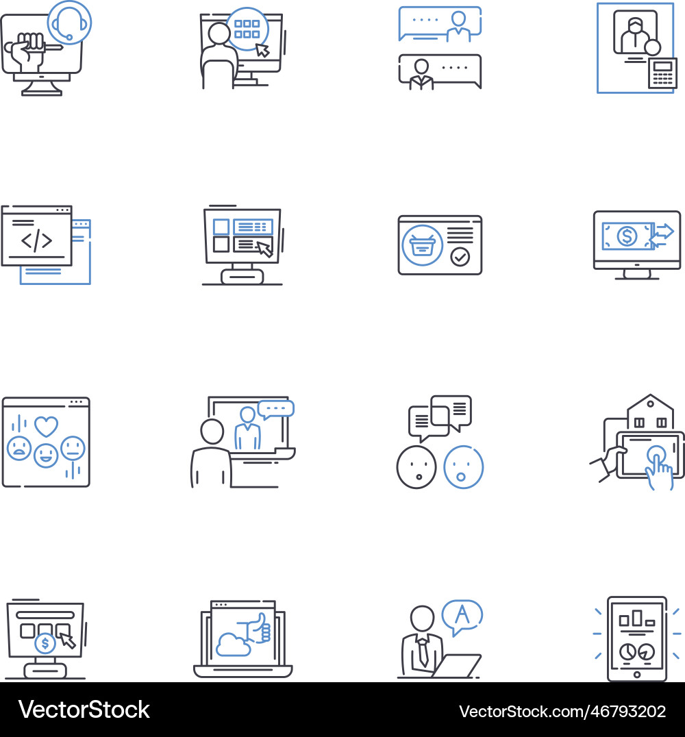 Web pages line icons collection content design Web pages line icons collection content design vector image