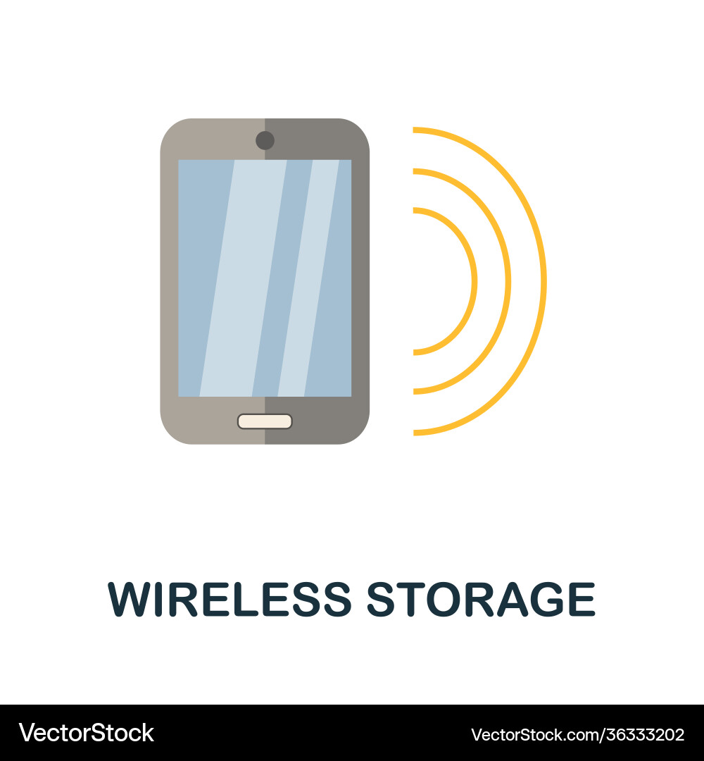 Wireless storage flat icon color simple element Vector Image