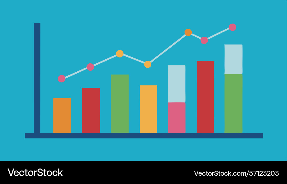 A bar graph with line chart overlayed A bar graph with line chart overlayed vector image