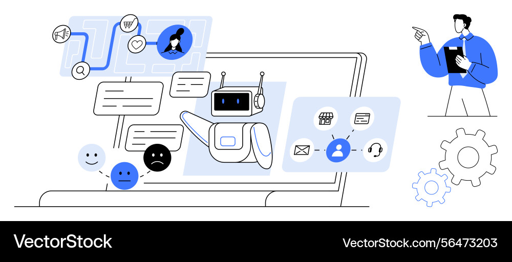 Ai-powered chatbot communicating with users Ai-powered chatbot communicating with users Vector Image