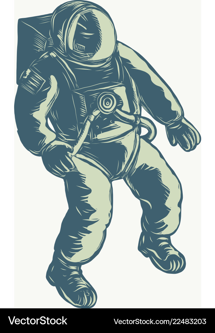 Astronaut floating in space scratchboard Vector Image