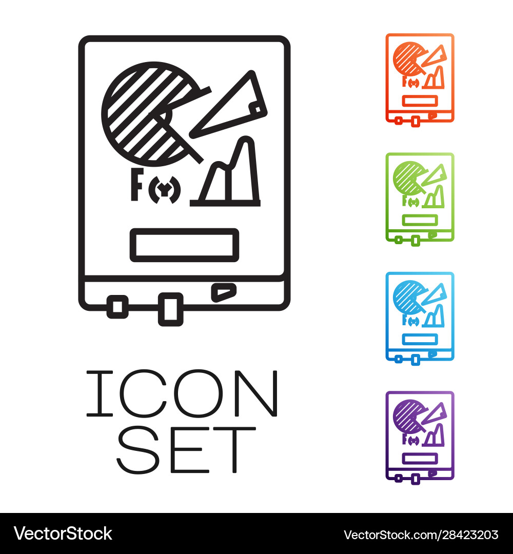 Black line board with graph chart icon isolated Vector Image