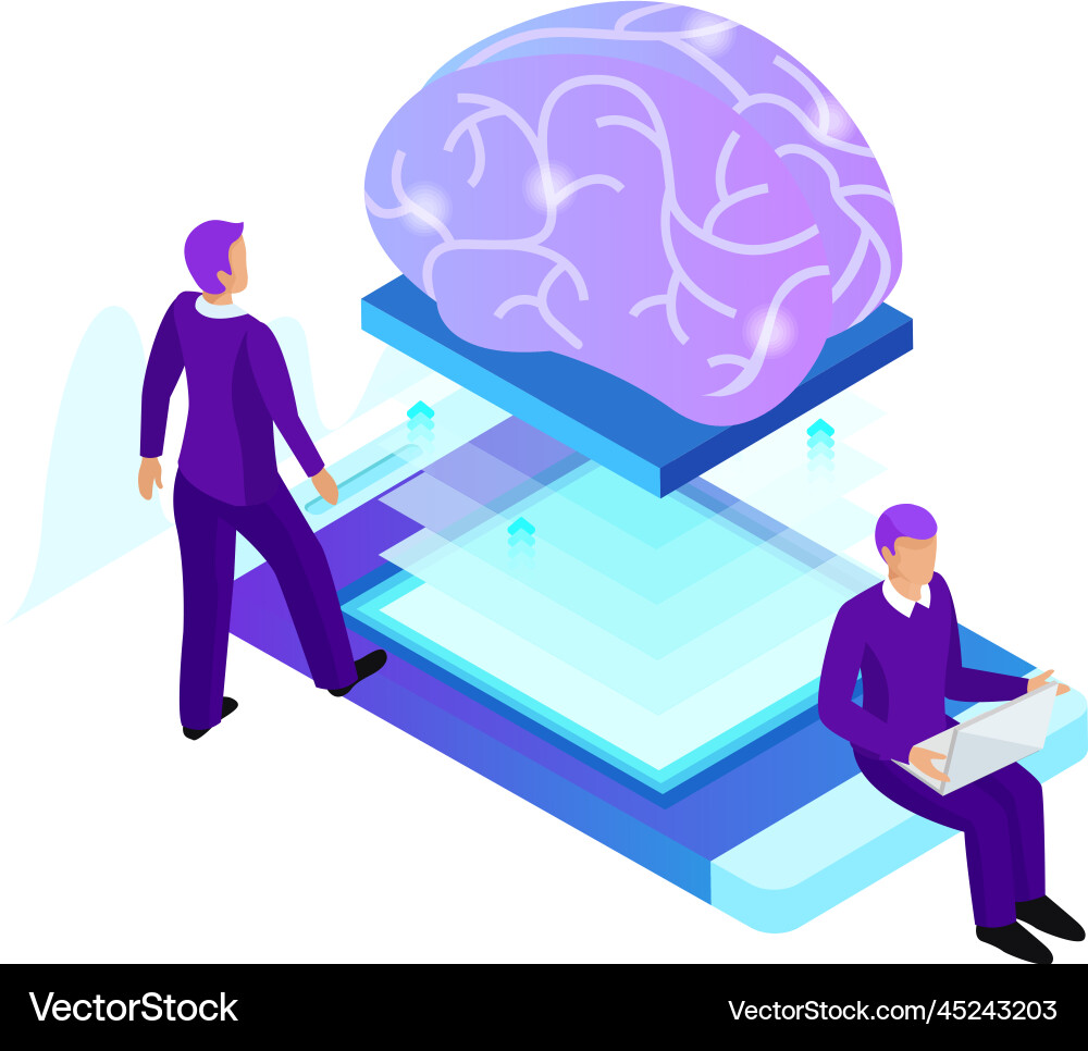 Brain data exchange composition Brain data exchange composition vector image