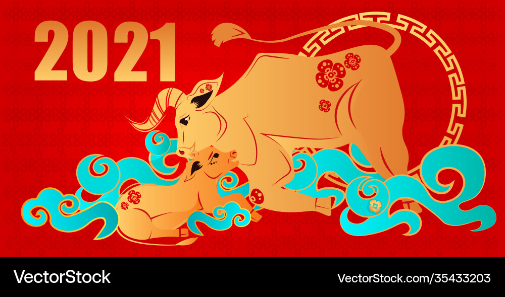 Chinese new year ox bull buffalo zodiac sign Chinese new year ox bull buffalo zodiac sign vector image