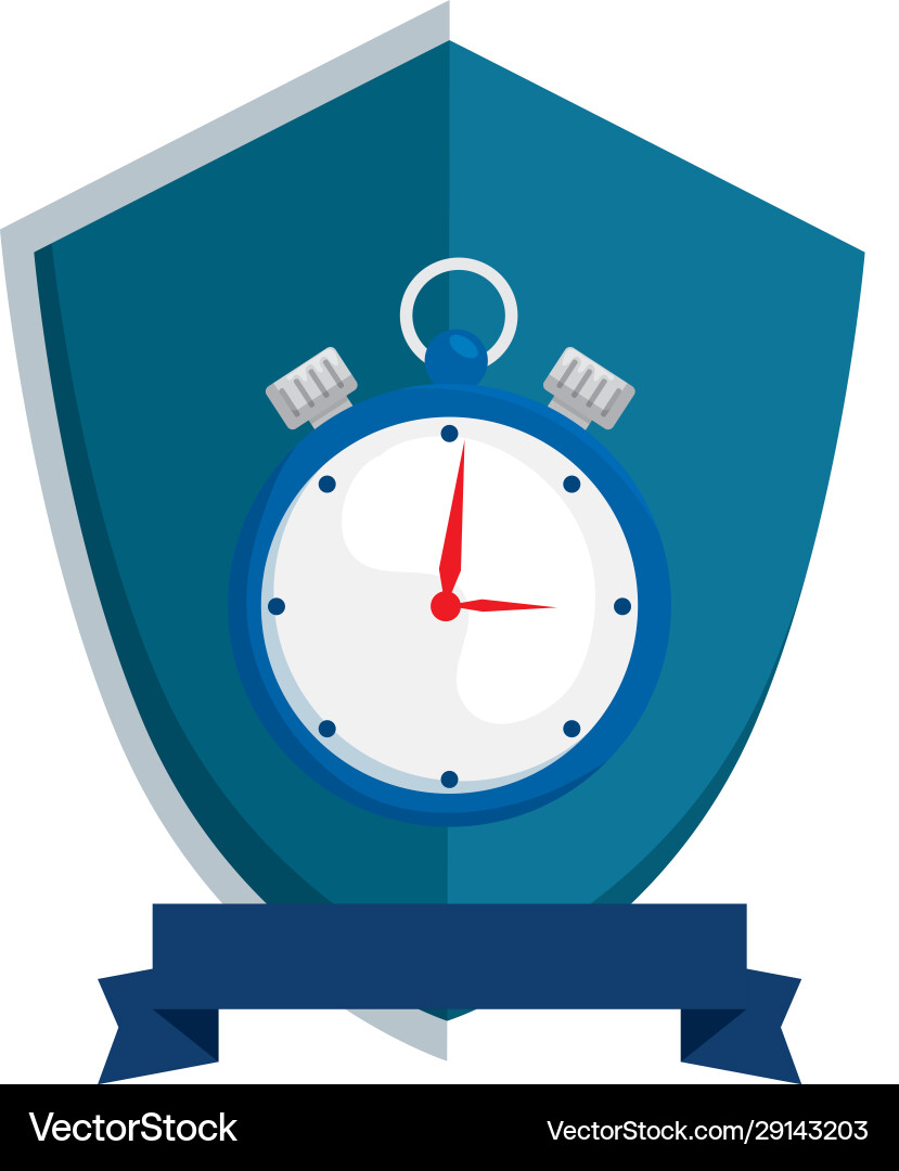 Chronometer time in shield isolated icon Chronometer time in shield isolated icon vector image