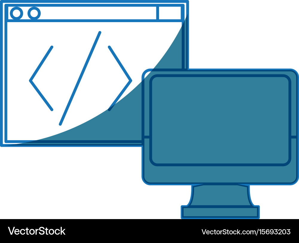 Computer monitor programming design graphic vector image