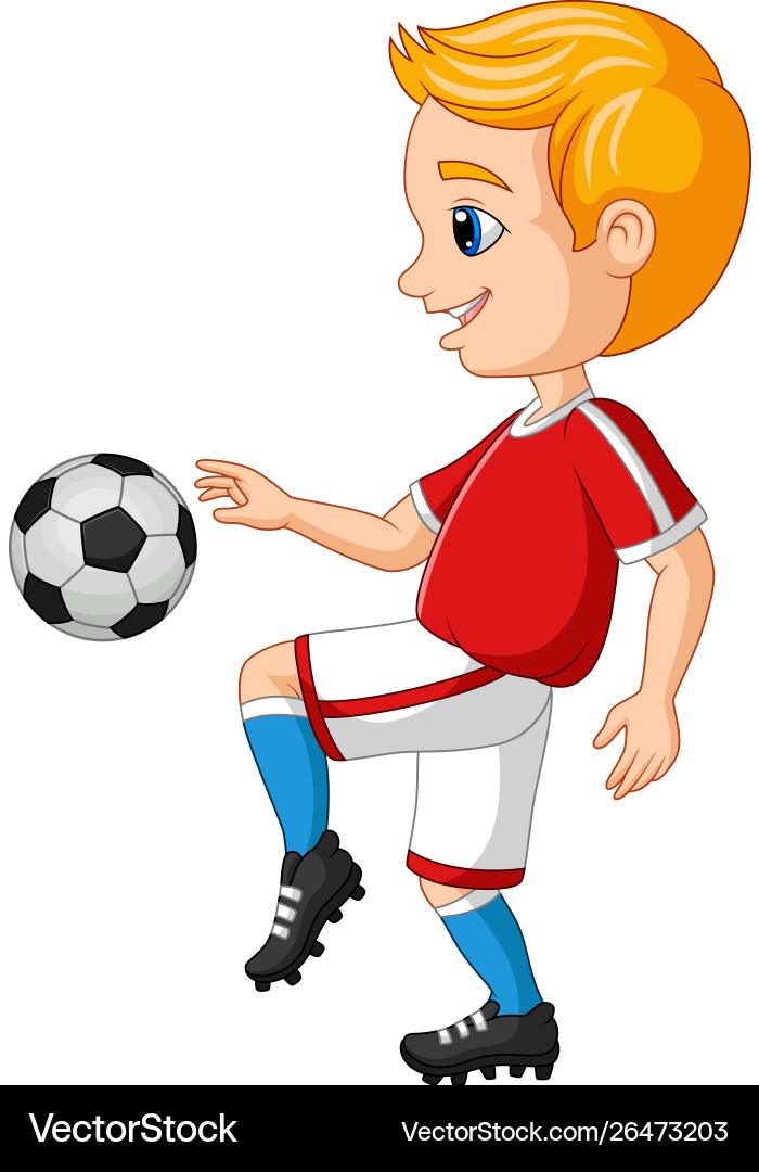Cute Cartoon Boy Playing Soccer vector image