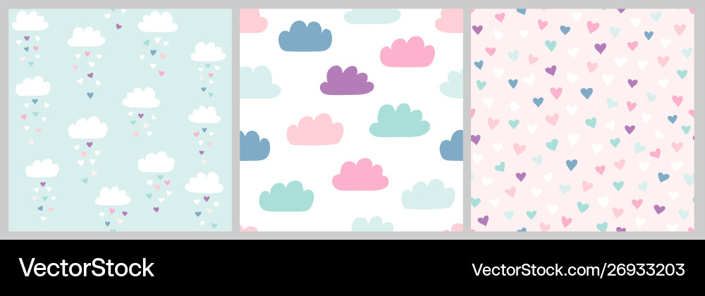 Cute scandinavian pattern set with clouds Cute scandinavian pattern set with clouds vector image