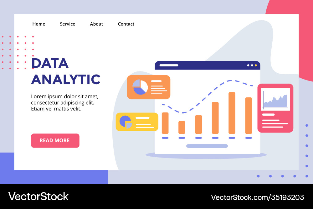 Data analytic chart on display monitor campaign Vector Image