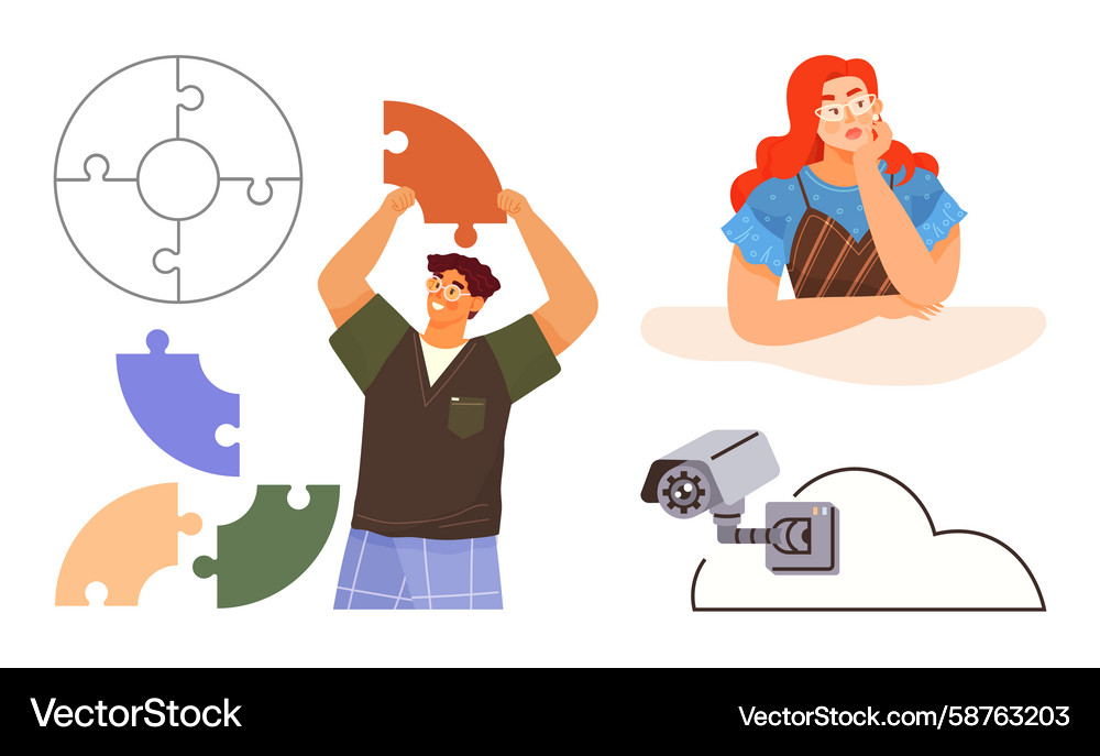 Data Security & Problem Solving Vector Image