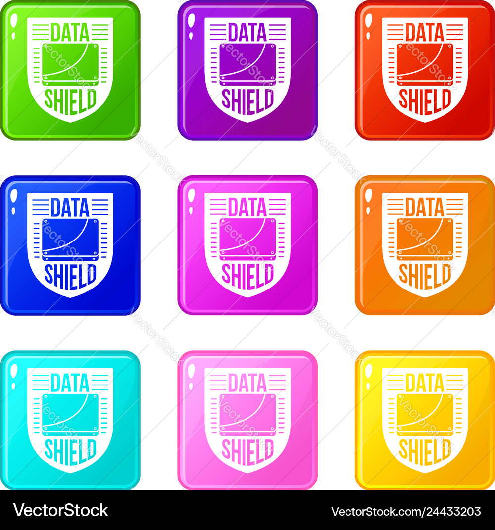 Data shield icons set 9 color collection Data shield icons set 9 color collection vector image