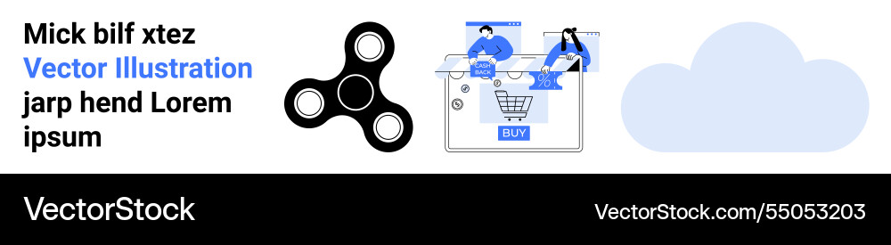 Digital collaboration with fidget spinner and e Digital collaboration with fidget spinner and e Vector Image
