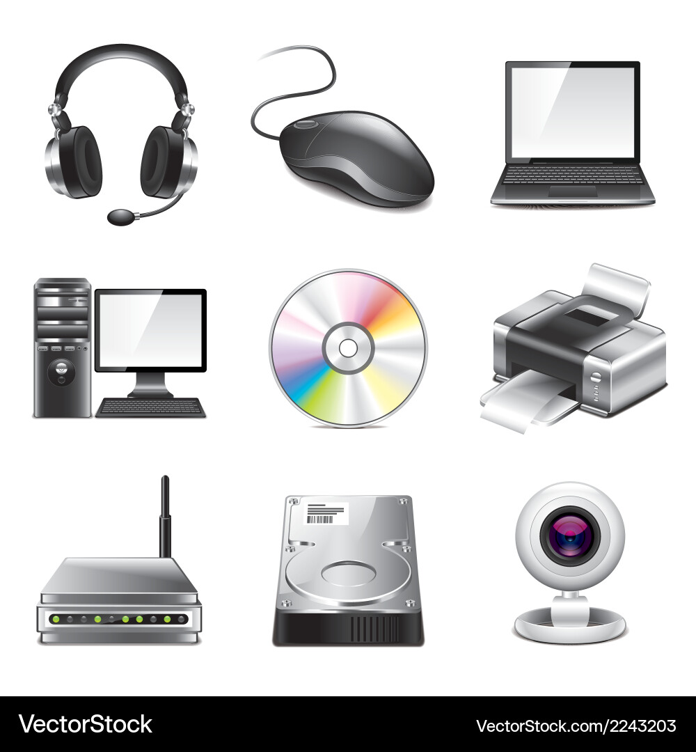 Digital Device Icons Set Vector Image