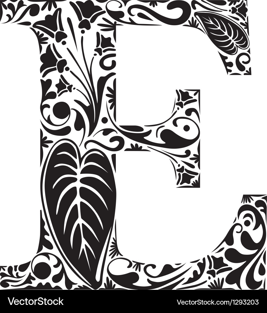Elegant Floral Initial E Vector Image