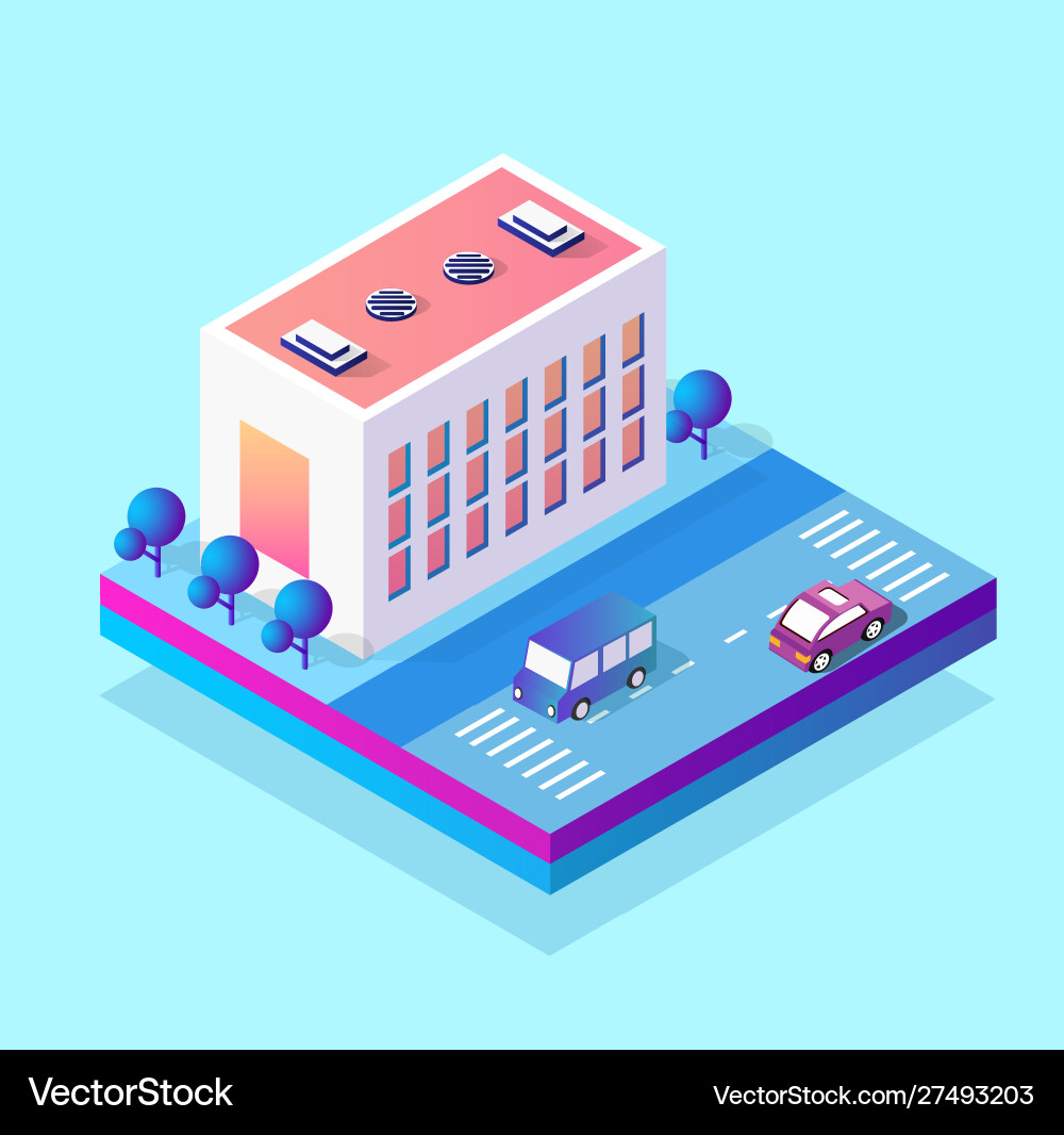 Isometric 3d module block district part Isometric 3d module block district part vector image