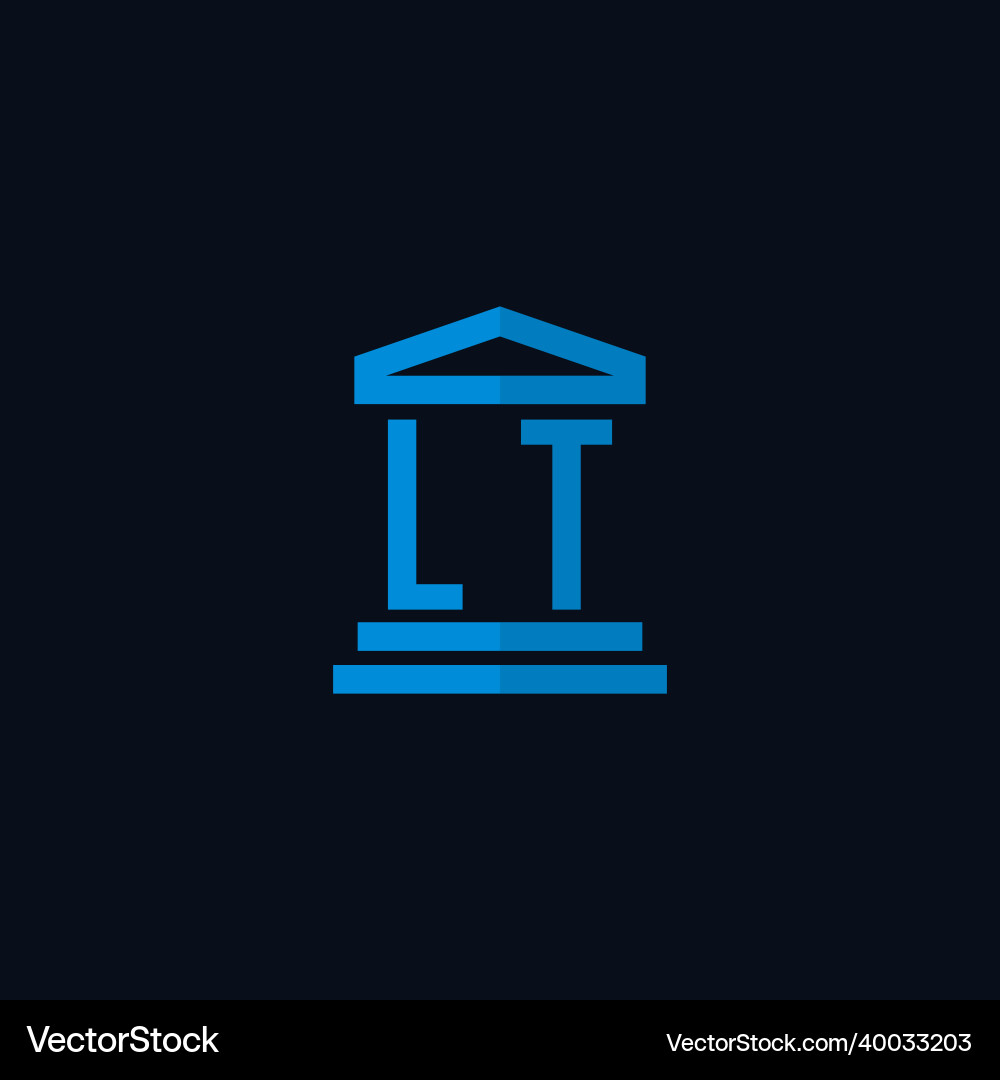 Lt initial logo monogram with simple courthouse Lt initial logo monogram with simple courthouse Vector Image
