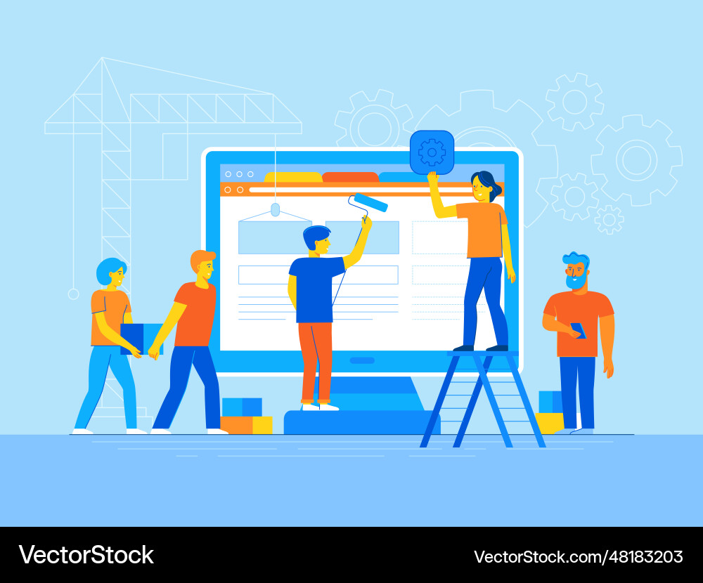 Mobile app design and user interface development vector image