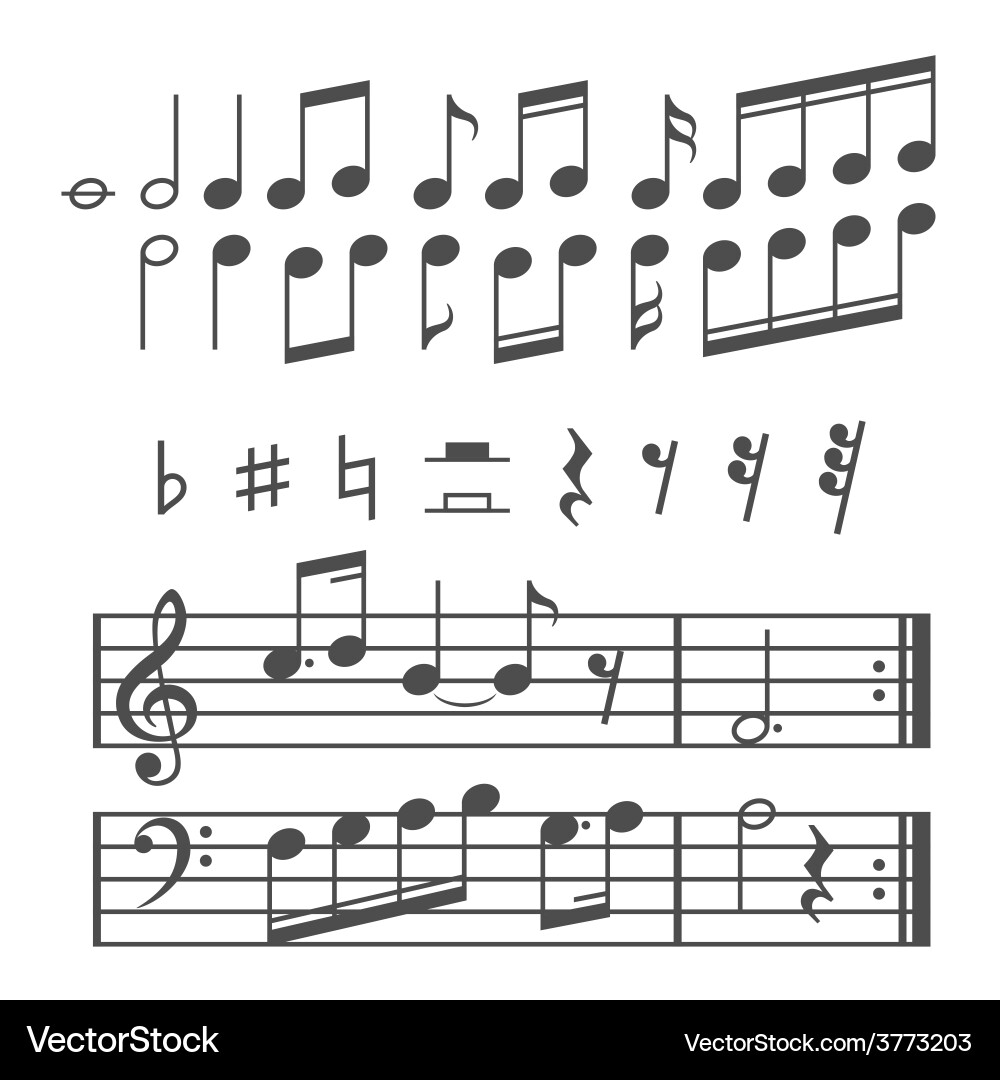 Music notes and icons set vector image