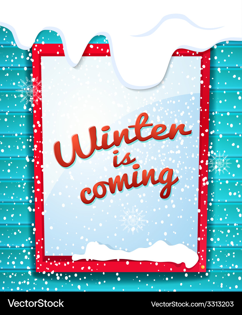 Rectangular window outside house in winter falling vector image