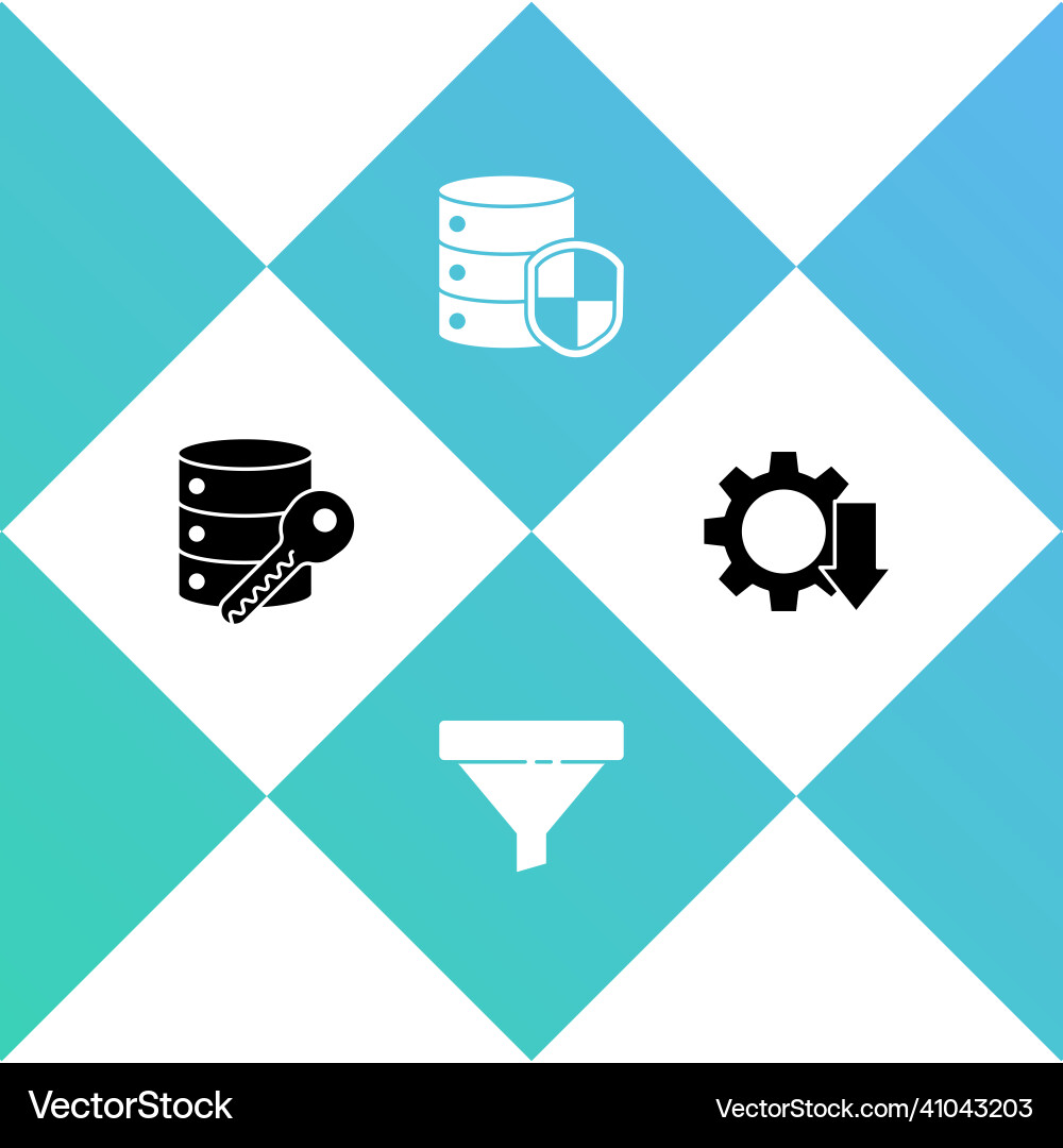 Set server security with key sales funnel shield Set server security with key sales funnel shield vector image