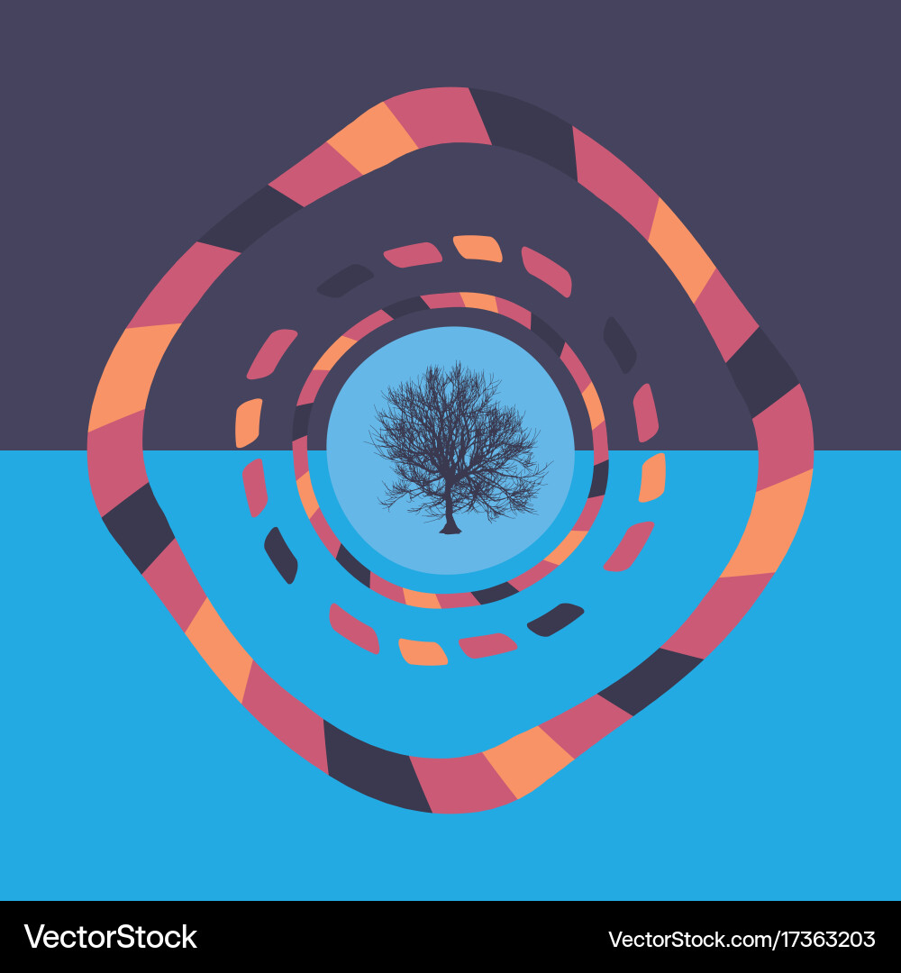 Technology colorful round background with tree vector image