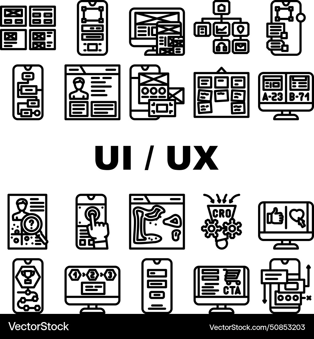 Ui ux web interface app icons set Ui ux web interface app icons set vector image