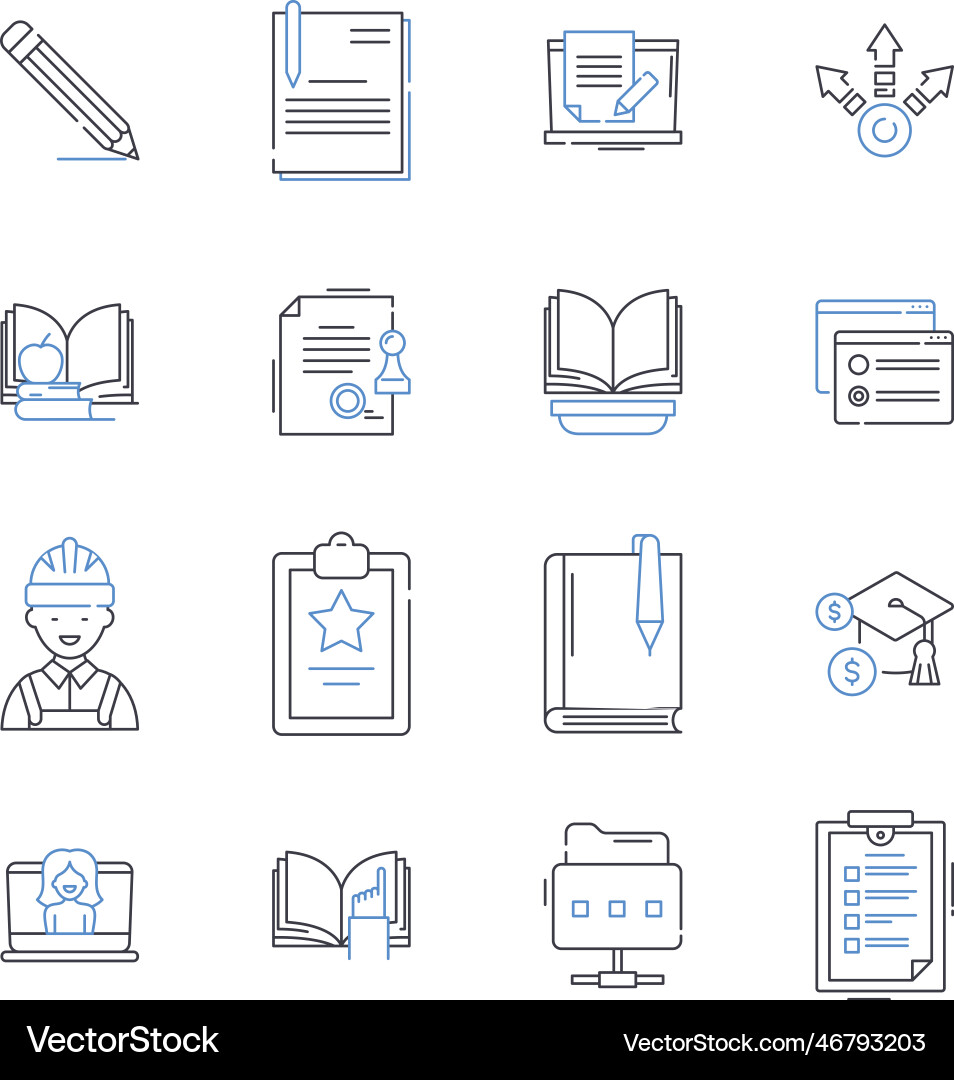 Web learning line icons collection e-learning Vector Image