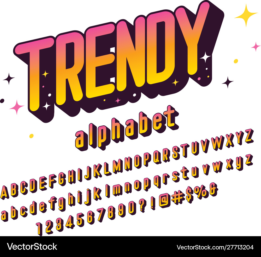 3d rounded font vector image