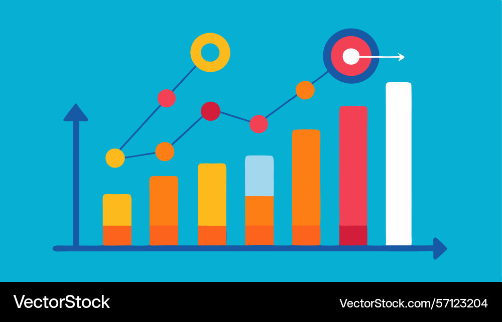 A bar graph with line chart overlayed A bar graph with line chart overlayed vector image