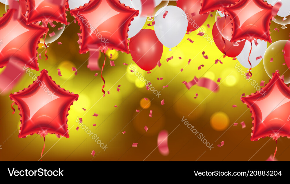 Background with bokeh effect and party balloons Vector Image