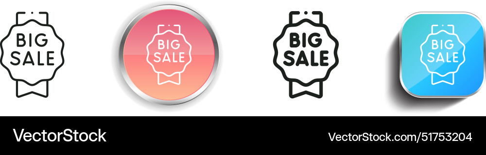 Big sale icon thin linear regular and button Big sale icon thin linear regular and button vector image