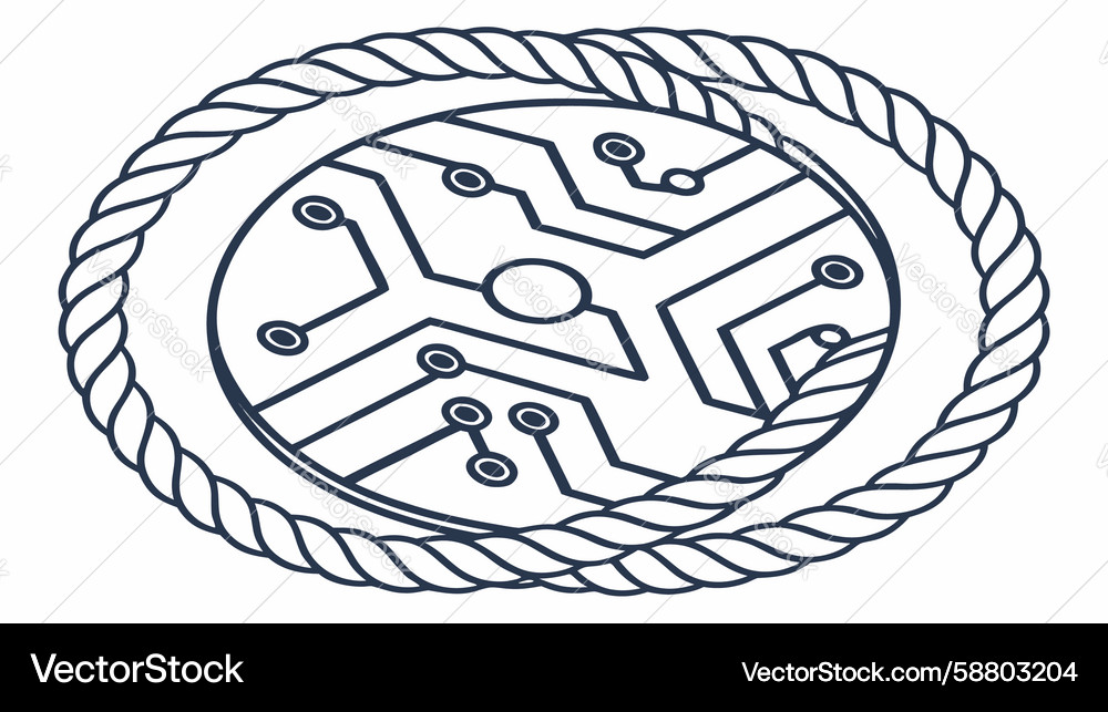 Circular circuit board with inner design tech Vector Image