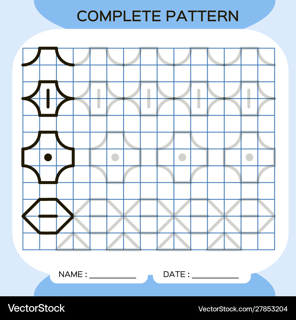 Complete pattern tracing lines activity for early Complete pattern tracing lines activity for early vector image