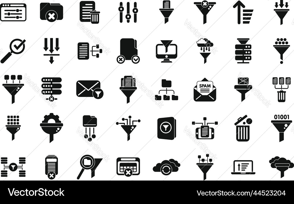 Content filter icons set simple internet vector image