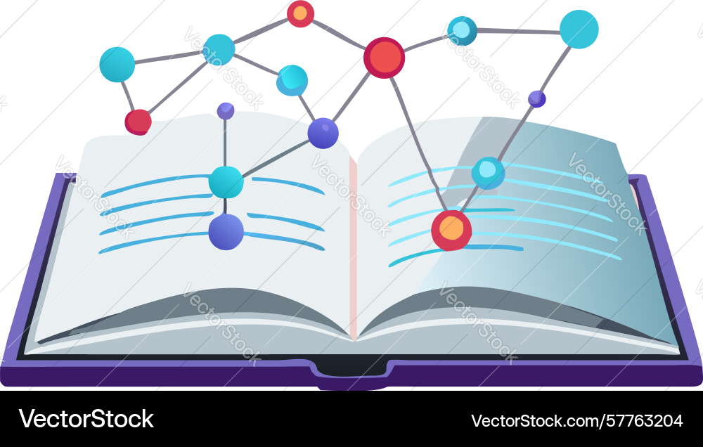 Digital knowledge open book with connected dots Vector Image