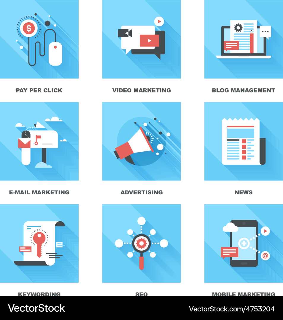 Digital Marketing Icons Vektorbild