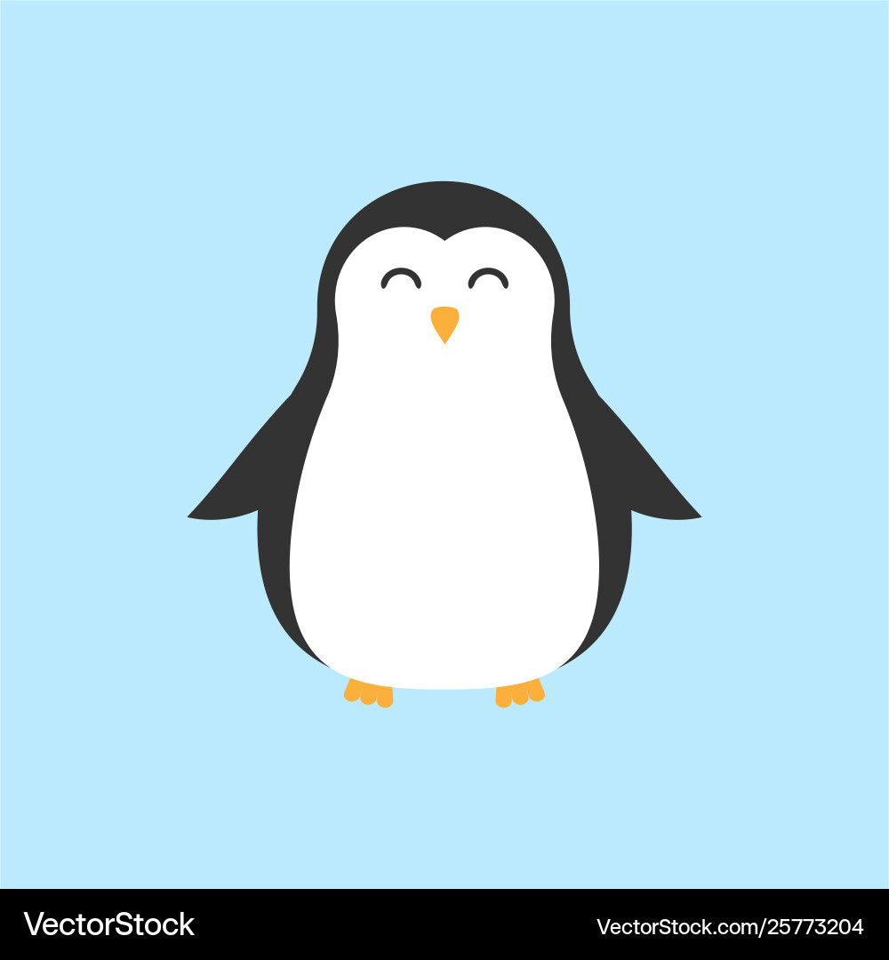 Flat cartoon cute kawaii penguin – Royalty-Free Vector | VectorStock, image size:1000x1080