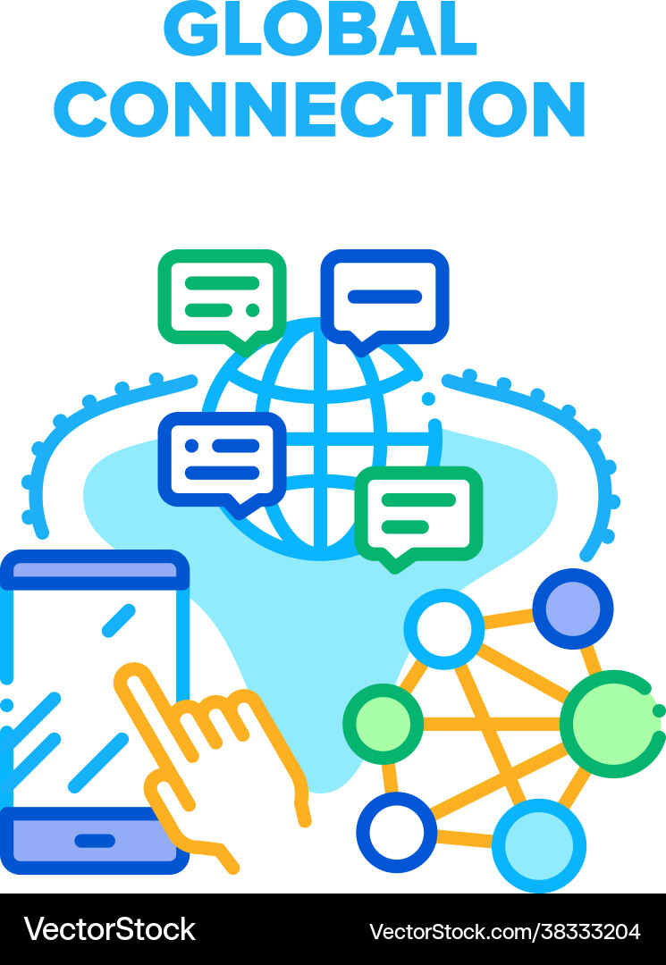 Global connection internet concept color Vector Image