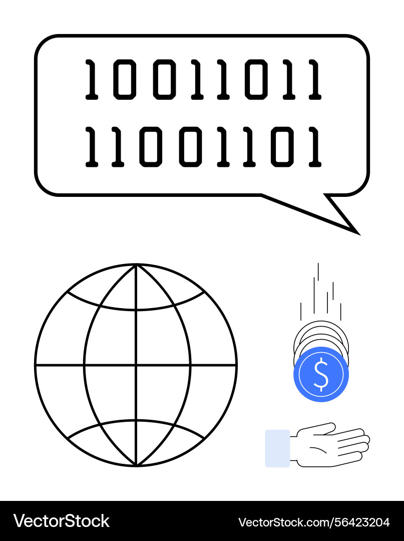 Globale digitale Transaktionen mit binären Globale digitale Transaktionen mit binären vektorbild