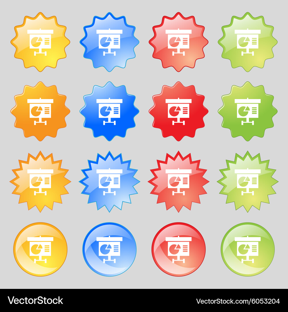 Graph icon sign big set of 16 colorful modern vector image