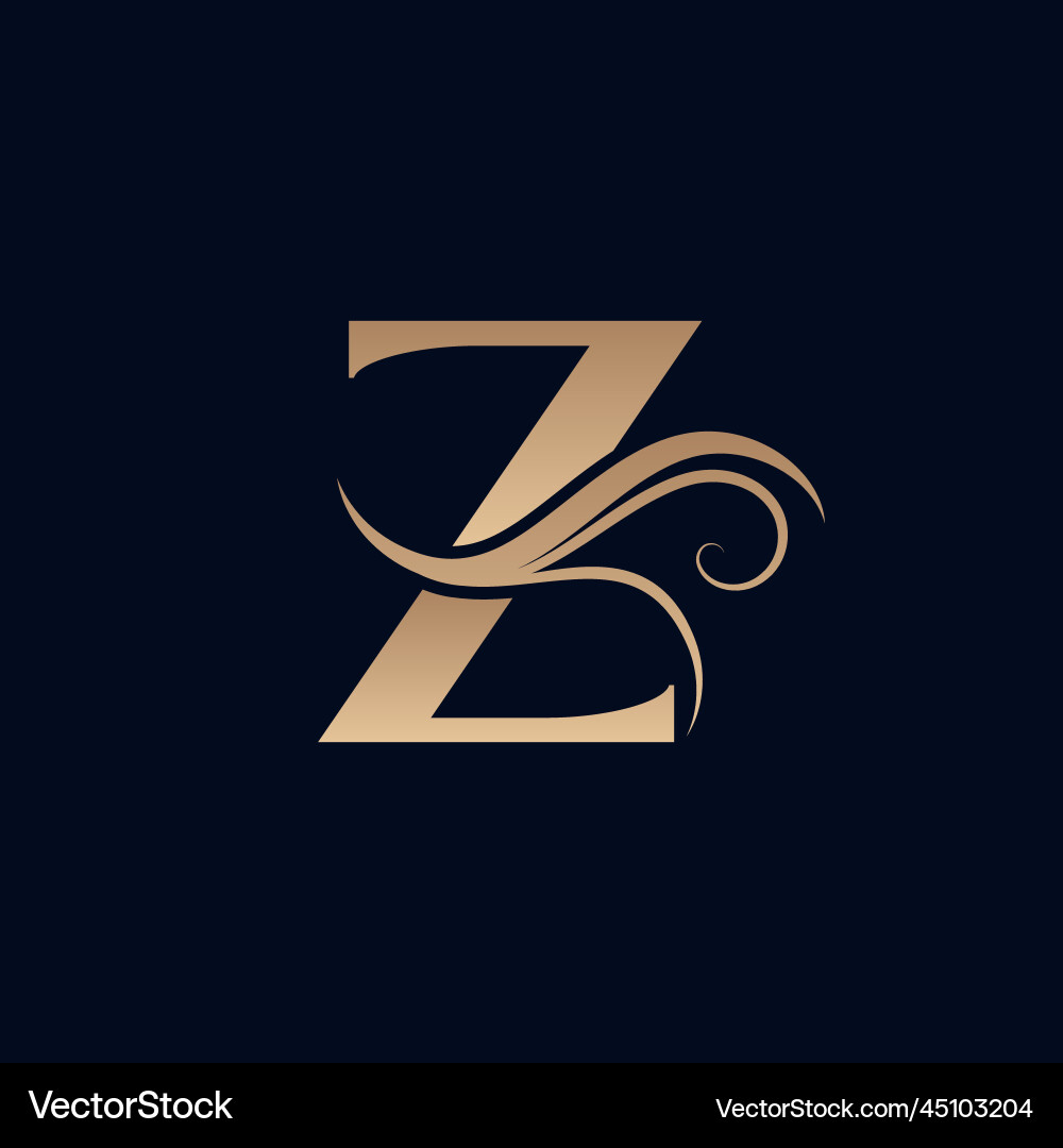 Hair salon gold beauty women logo letter z vector image