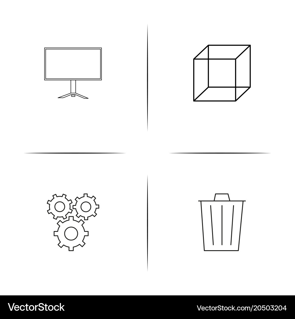 Interface simple linear icons set outlined vector image
