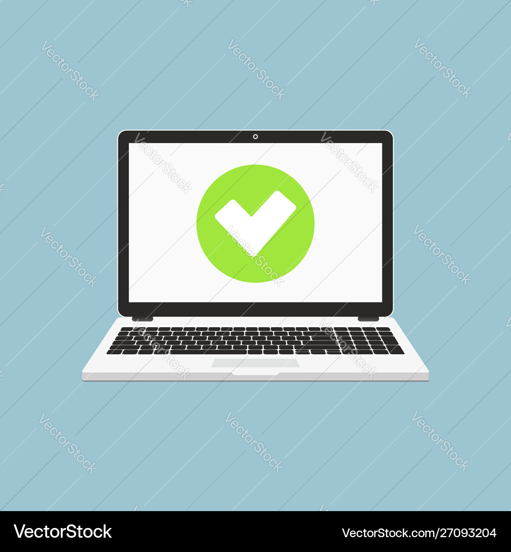 Laptop with Checkmark Notification Vector Image