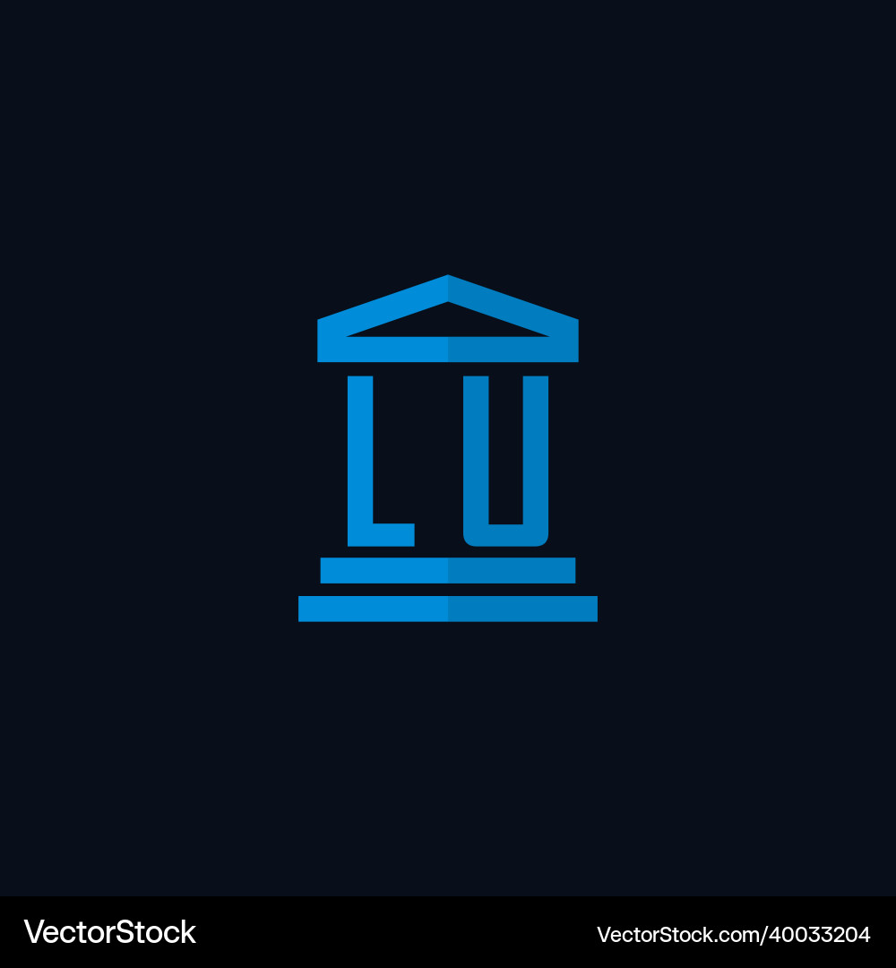 Lu initial logo monogram with simple courthouse Lu initial logo monogram with simple courthouse Vector Image