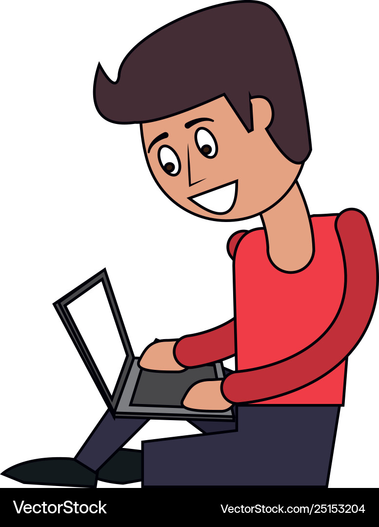 Man using computer Man using computer vector image