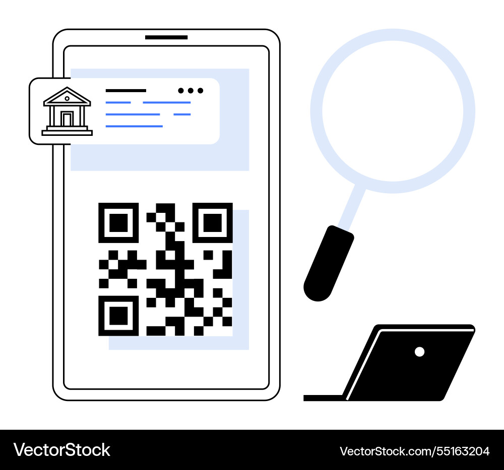 Mobile banking and qr code authentication Mobile banking and qr code authentication vector image